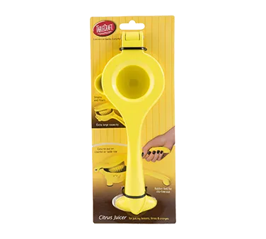 TableCraft Products V119 Citrus Hand Squeezer, Yellow Coated Zinc Alloy, Footed Spout, Wash Only