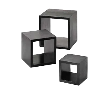 TableCraft WBK3 - Barclay 3‑Piece Black Wood Square Display Risers, 5″, 7″, 9″, Hand Wash Only - Set