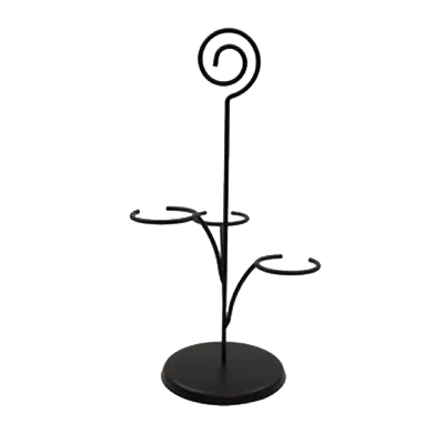 TableCraft WF200BK 3 Compartment PowderCoated Metal Cond. Rack, 3 Ramekins 2-1/4"/3 Wine Glasses 4"