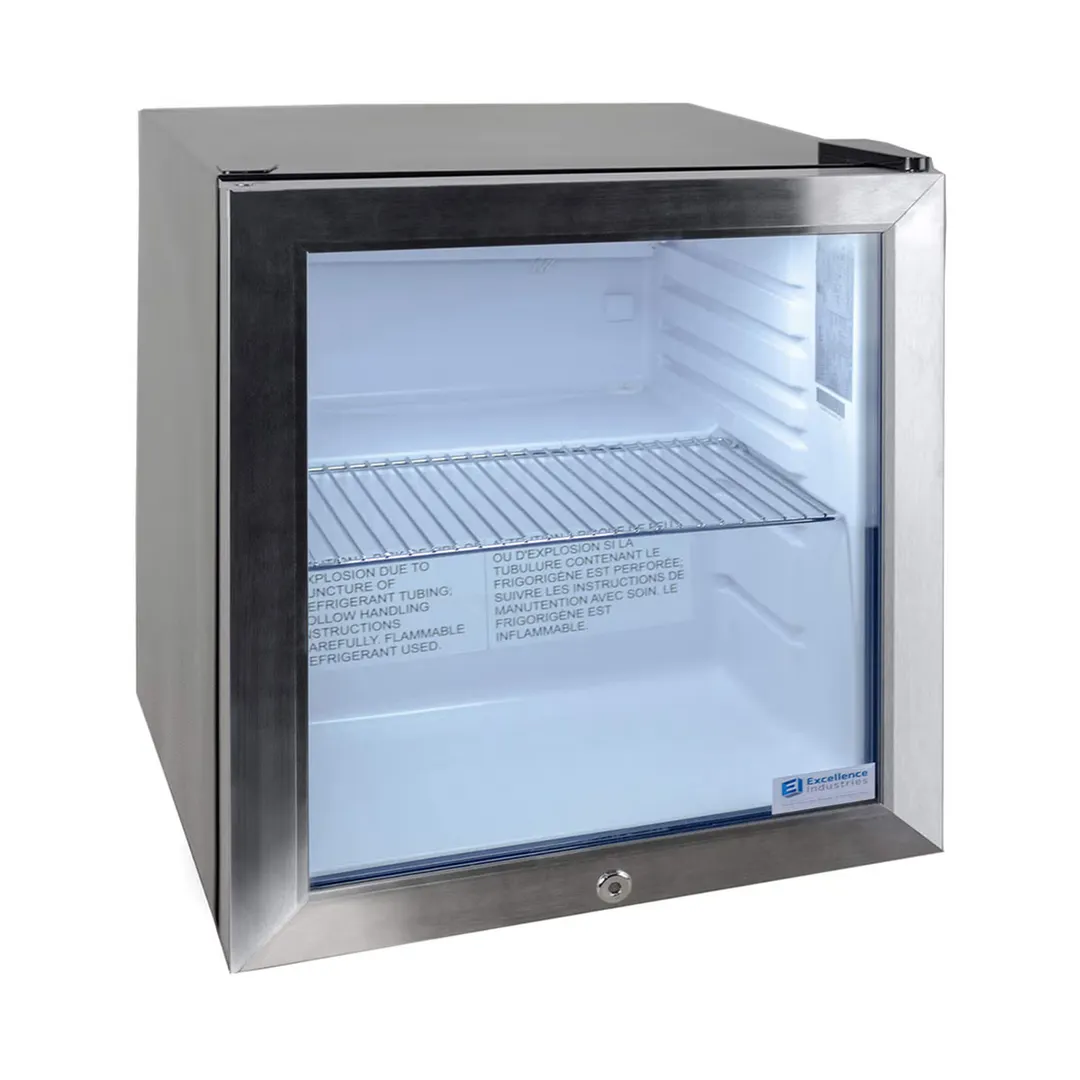Excellence EMM-2HC 17" Countertop Glass Door Refrigerator in Black, 1.6 cu. ft.