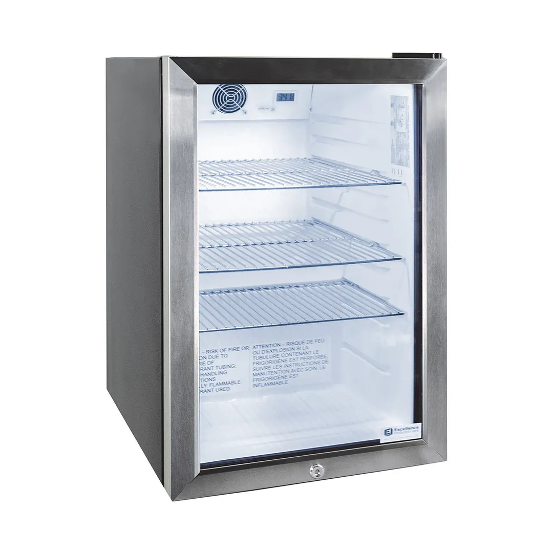 Excellence EMM-3HC - 17" Refrigerator, 2.5 cu ft, Black Exterior, Trim, 1/12 HP, LED, Reversible Door