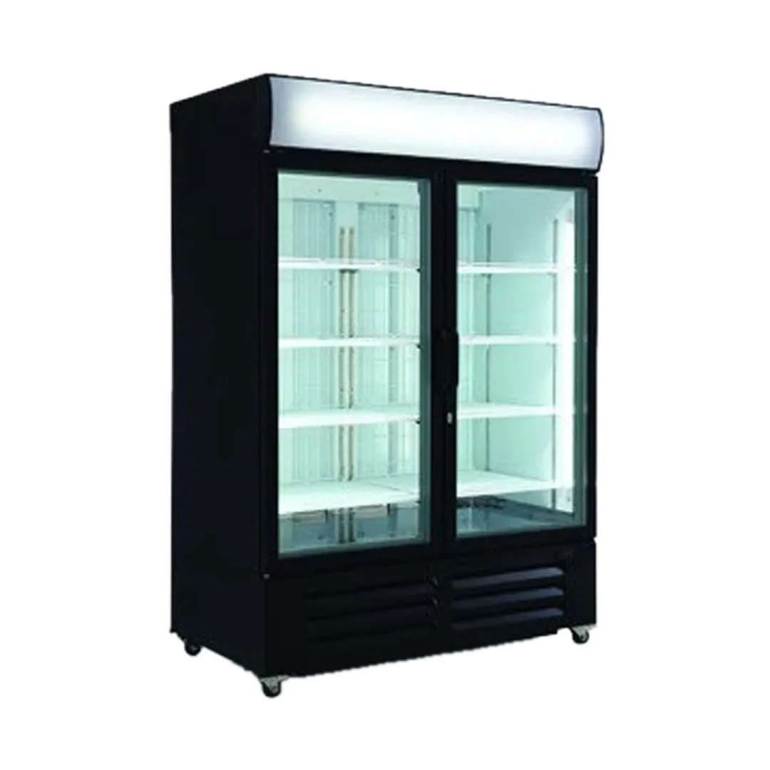 Excellence TKO-41 54" 2‑Section Glass Door Merchandiser Refrigerator, 40.6 cu ft, Black, LED, R290