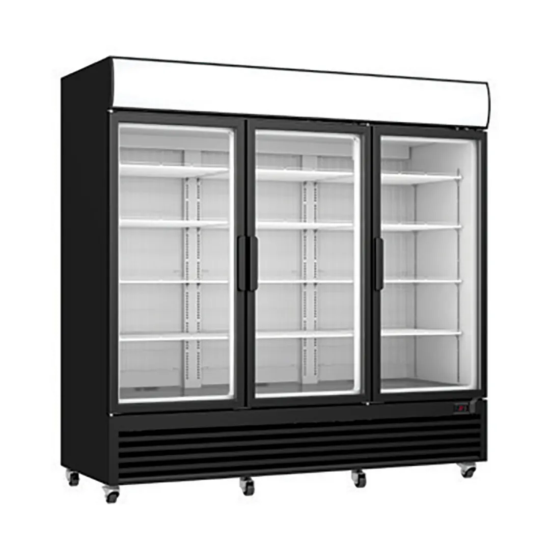 Excellence TKOF-62 78" 3‑Section Glass Door Freezer, 62.3 cu ft, Black Exterior, 1 HP R290
