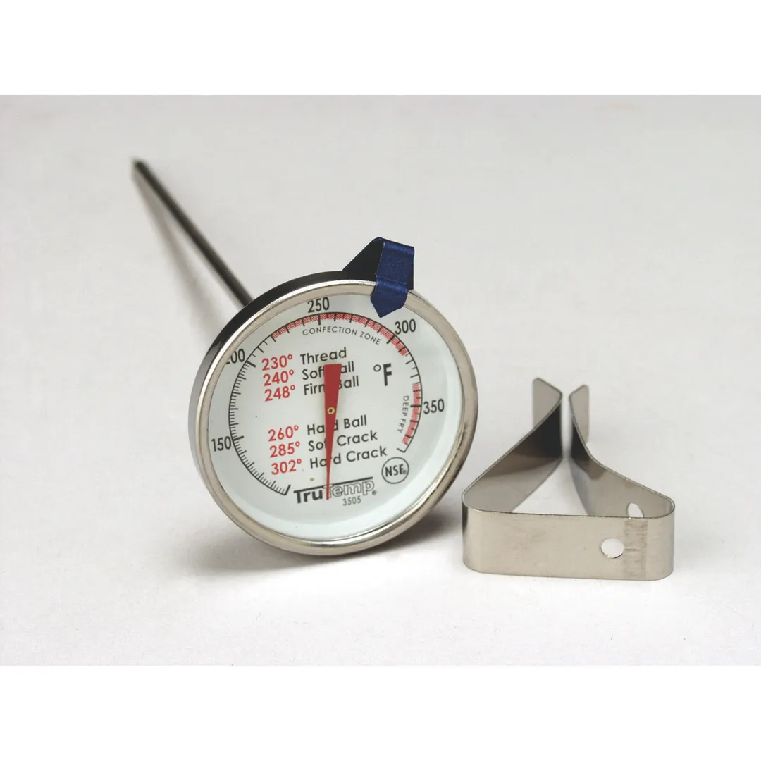 Taylor Precision 3505 Deep Fry/Candy Thermometer, 2" Dial, 6" Stem, -40°F to 450°F, Clip, NSF
