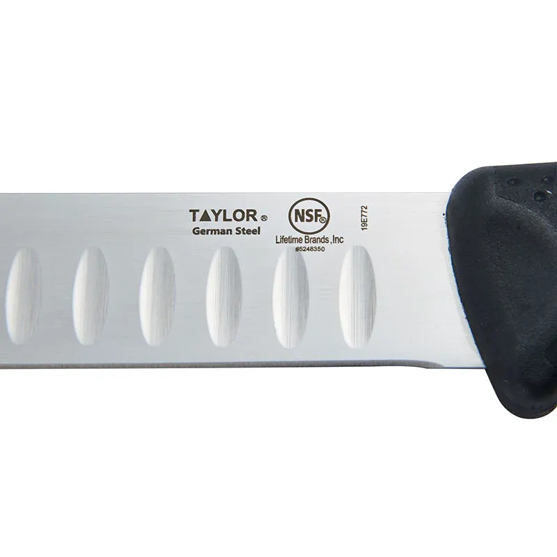 Taylor Precision 5248350 Slicer Knife, 12" Blade, Stamped, Black Plastic Handle, German Steel, NSF