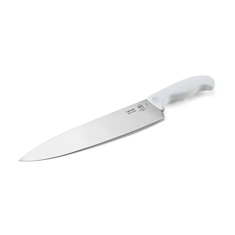 Taylor Precision 5248365 Chef Knife – 15-3/4" 10" Stamped High‑Carbon Steel, White Non‑Slip Handle