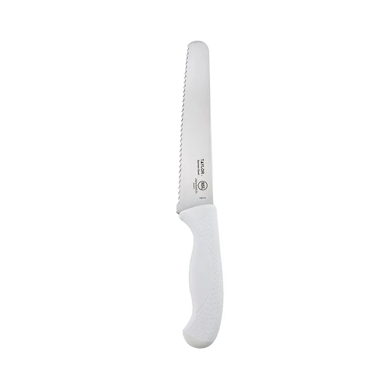 Taylor Precision 5248373 Bread Knife – 13-3/8" 8" Serrated Blade, White Handle, Steel, NSF