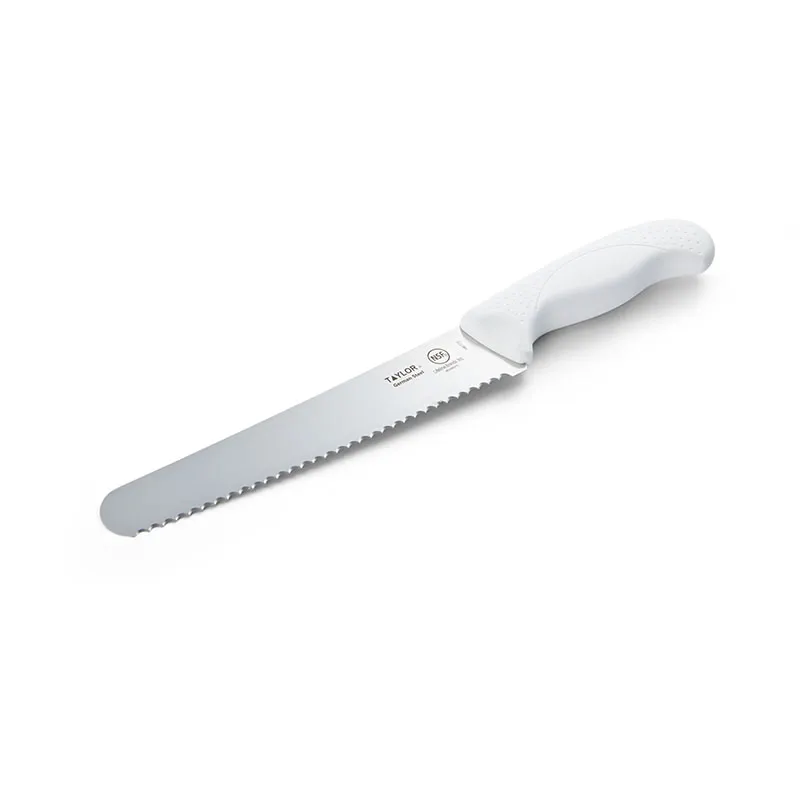 Taylor Precision 5248373 Bread Knife – 13-3/8" 8" Serrated Blade, White Handle, Steel, NSF