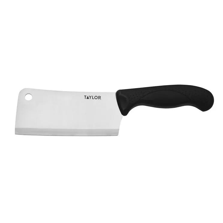 Taylor Precision 5248376 Cleaver Knife, 6" Blade, Carbon Steel, Black Handle, Dishwasher‑Safe, NSF