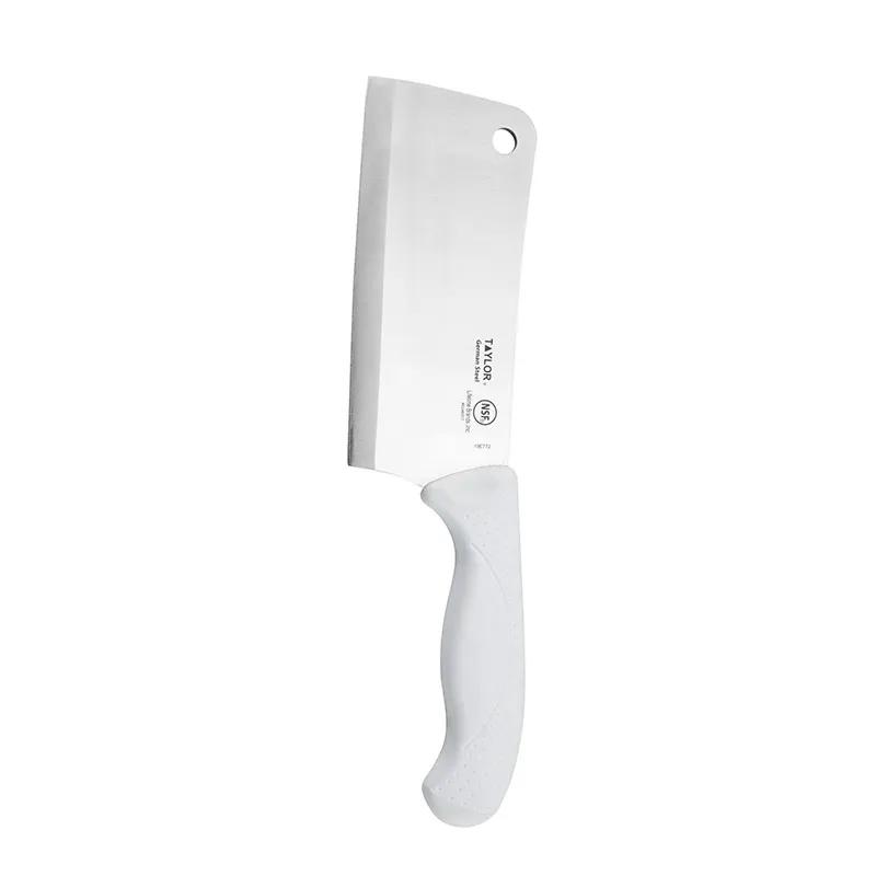 Taylor Precision 5248377 Cleaver Knife – 6" Blade, 11-5/8" Overall, White Handle, Carbon German Steel