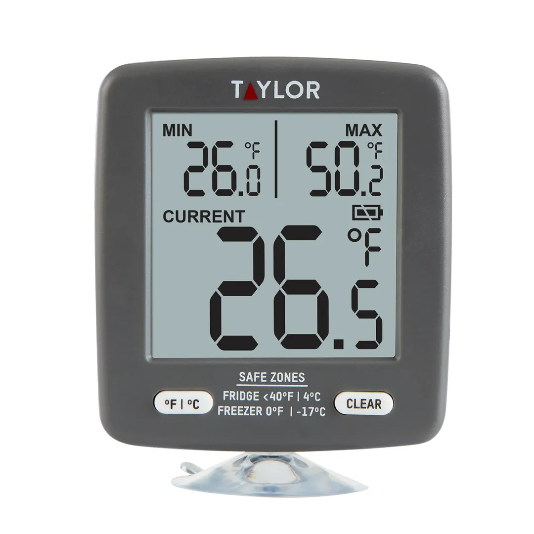 Taylor Precision 5262798 Refrigerator/Freezer Thermometer, 2" LCD, -4°F to 140°F, CR2032 Battery