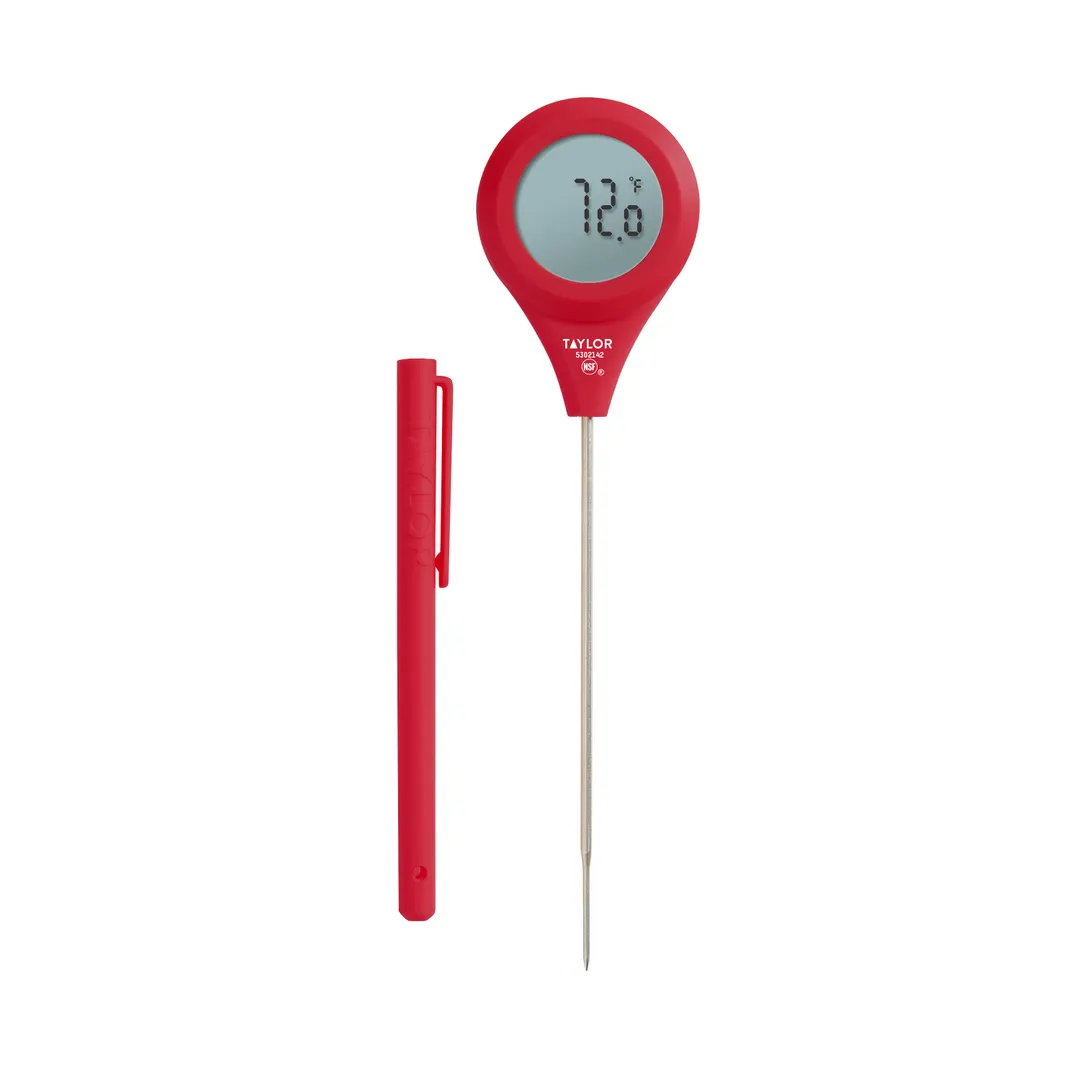 Taylor Precision 5302142RD Digital Meat Thermometer, Rotating Display, Waterproof Red Probe 12"
