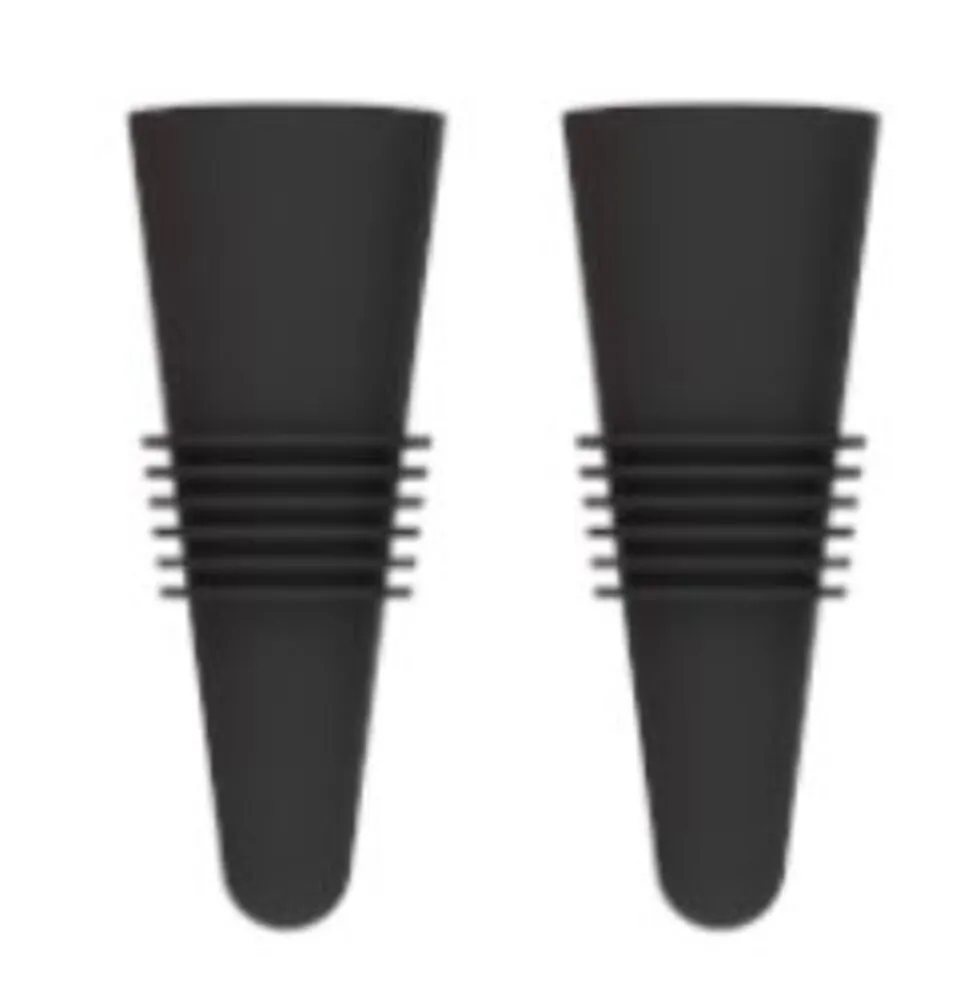 Taylor Precision 5316612 Black Plastic Liquor Pourer with Collar, Free Flow 2‑inch Spout, Bottle Stopper