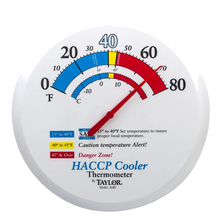 Taylor Precision 5680 HACCP Dial Thermometer, 13.25" Length, 0°-80°F Cooler/Freezer, White Bezel