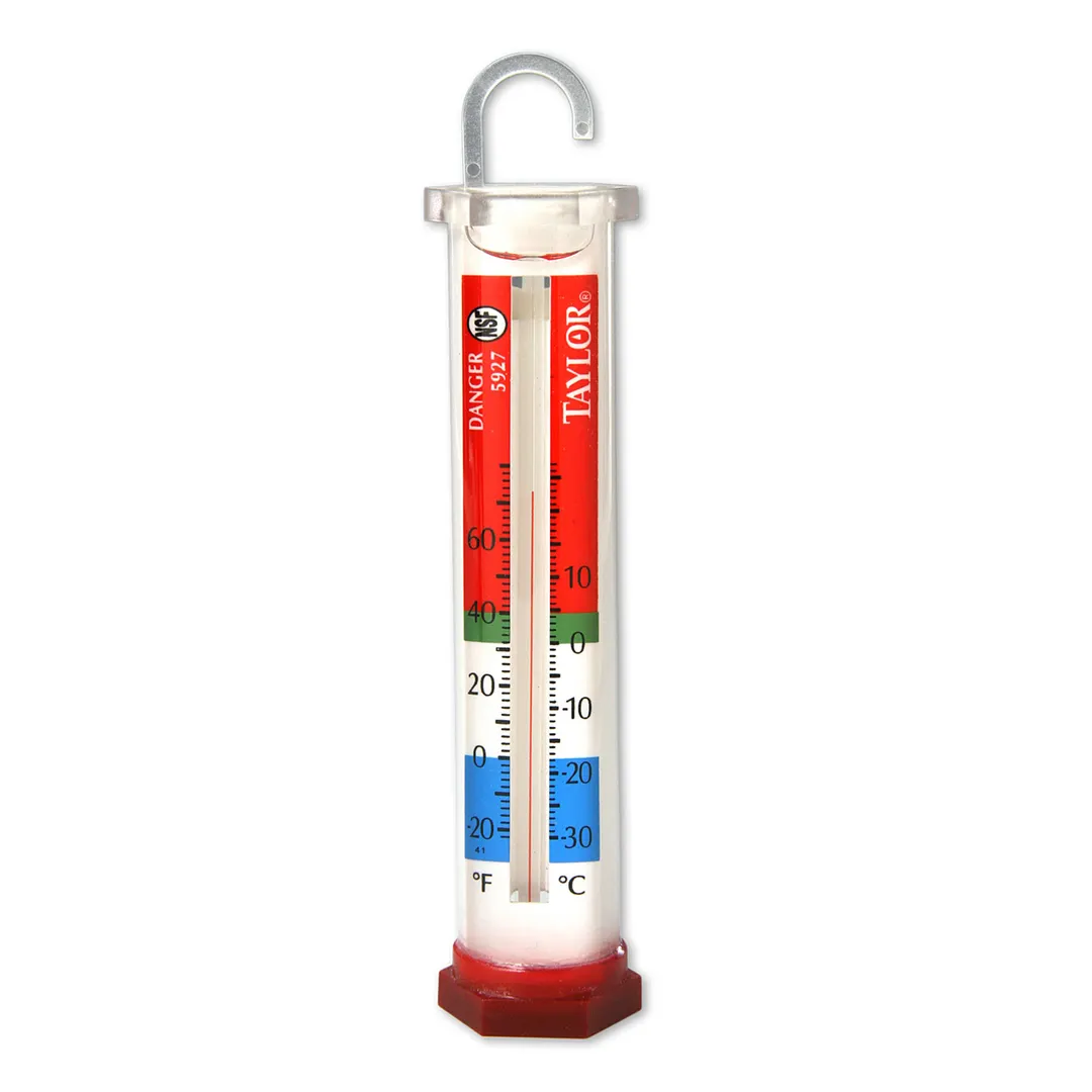 Taylor Precision 5927 Refrigerator/Freezer Thermometer -20°F to 60°F, Tube Display, Glass, Mount