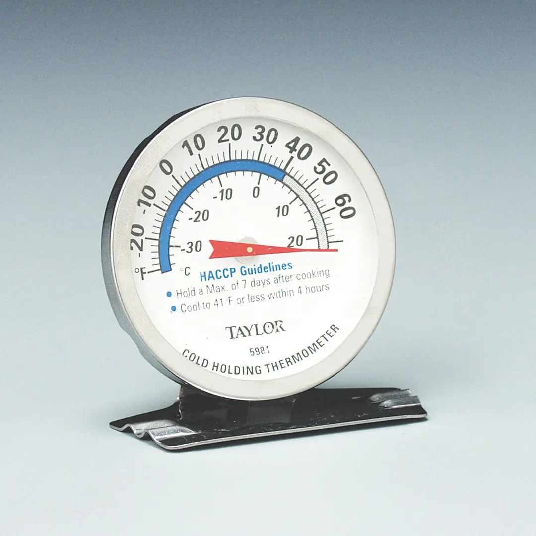Taylor Precision 5981N Refrigerator/Freezer Thermometer, 2" Dial, -30°F to 86°F, NSF, HACCP