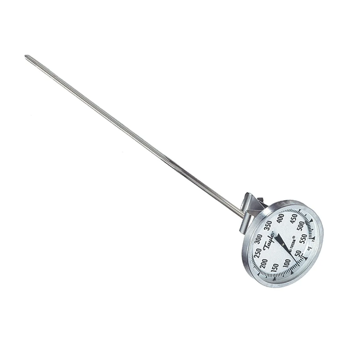 Taylor Precision 6084J12 Candy/Deep Fry Thermometer, 2" Dial, 12" Stem with Clip, 50°F–550°F, Crystal