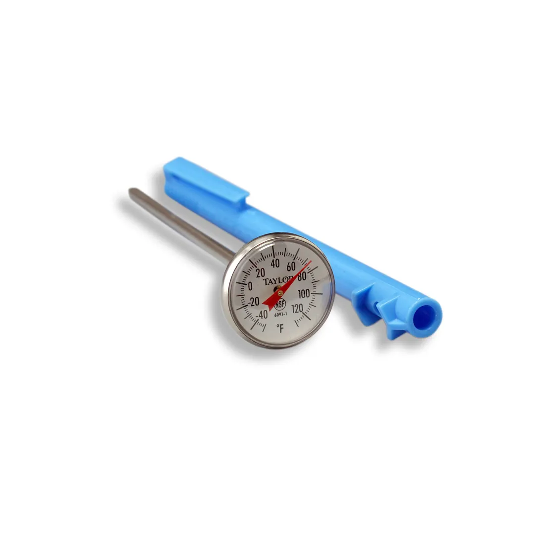 Taylor Precision 6091N Pocket Thermometer – 1" Dial, 5" Stem, -40° to 120°F, NSF, Shock‑Proof