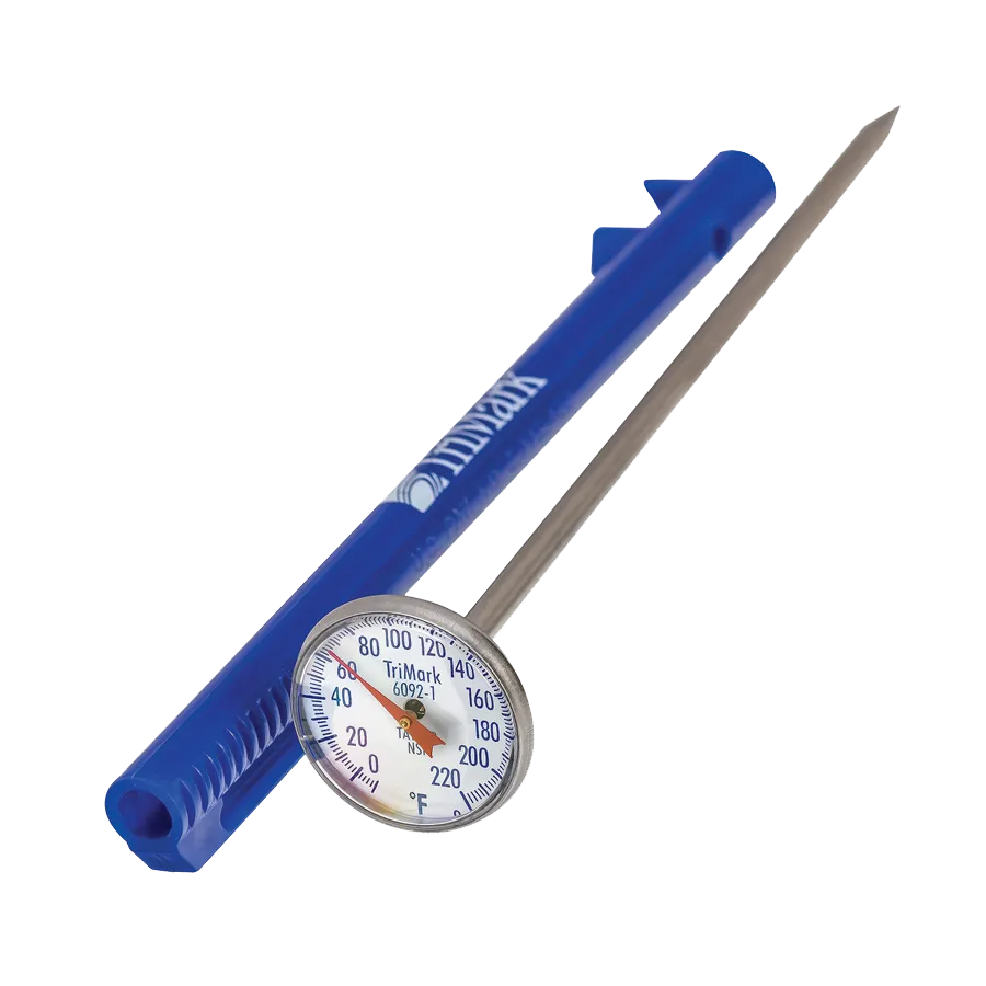 Taylor Precision 6092NBLBC Pocket Thermometer – 1” Dial 5” Stem Blue Fish Lens HACCP