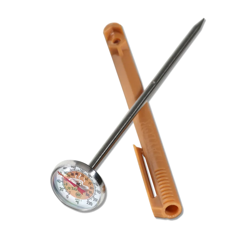 Taylor Precision 6092NBRBC Pocket Thermometer – 1" Dial, 5" Stem, Brown, Steel, 0-220°F, NSF