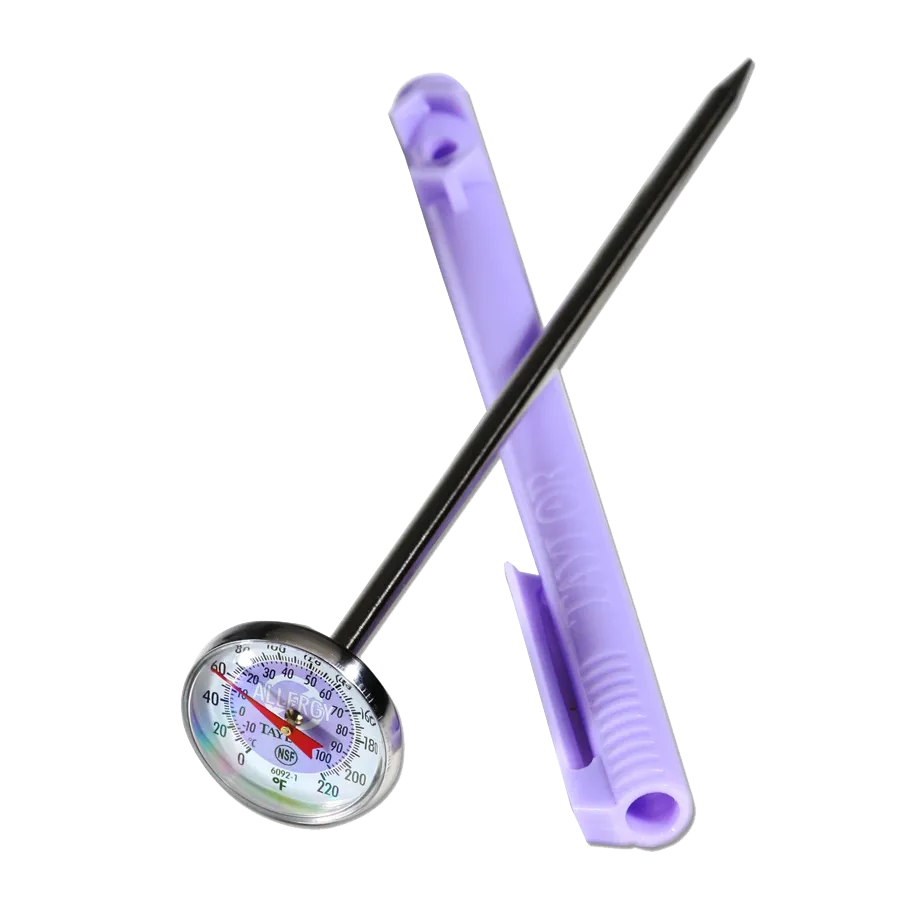 Taylor Precision 6092NPRBC Pocket Thermometer – 1” Dial, 5” Stem, Purple, Stainless Steel, HACCP, NSF