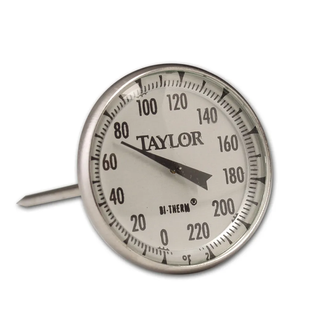 Taylor Precision 61054J Meat Thermometer, 2" Dial Display, 0°‑220°F Range, Glass, 4" Stainless Stem