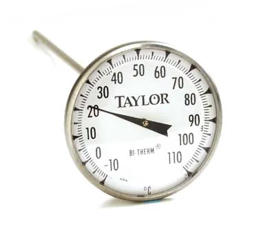 Taylor Precision 6235J Thermometer, 2" Dial, Stainless, 8" Stem, -10°F To 302°F, ±2°F/1°C Accuracy