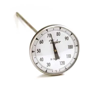 Taylor Precision 8212J Pocket Thermometer – Dial, 25°F‑125°F, 1" 7‑9" Stem, Steel, ±2°F Accuracy