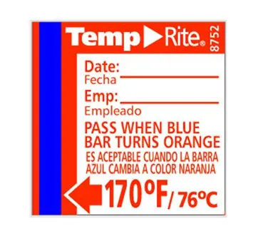 Taylor Precision 8752 Thermometer - TempRite Stick-On Adhesive Labels, 170°F (76°C) ±2°F, 24/Pack