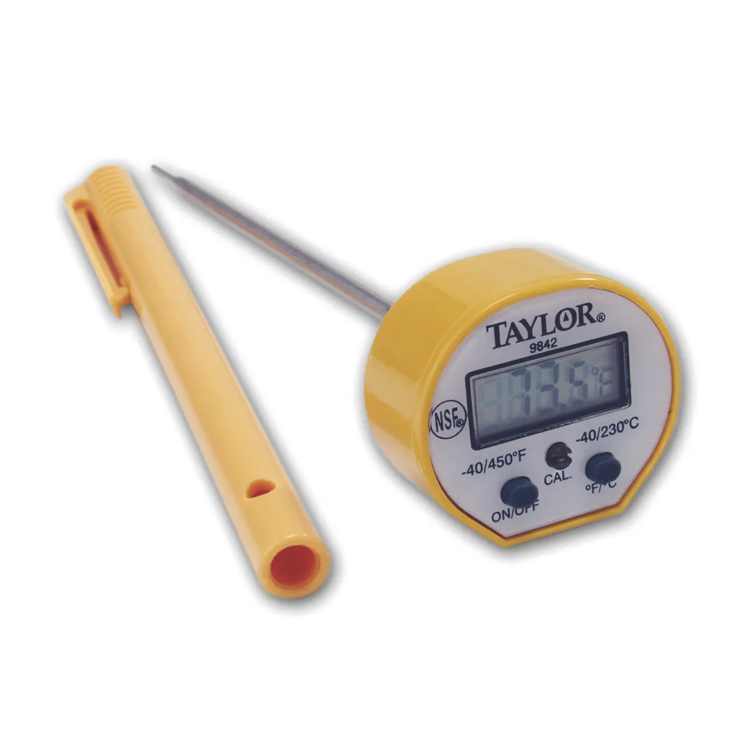 Taylor Precision 9842FDA Pocket Thermometer – 5" Stainless Stem, -40° to 450°F, 1.5mm Probe