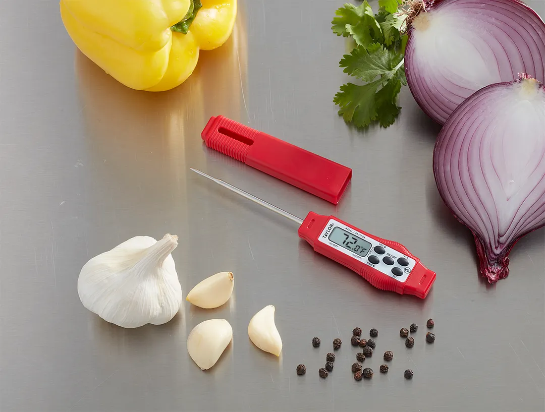 Taylor Precision 9877FDARD Digital Probe Thermometer, Compact Waterproof Red, 6" Probe, Instant Read