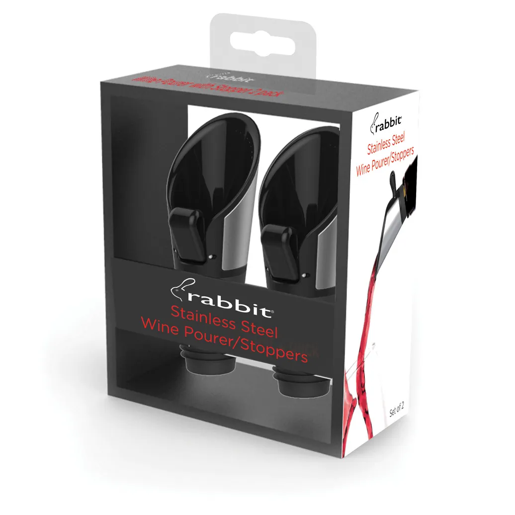 Taylor Precision W6128N - Rabbit Flipper Wine Stopper, Stainless Steel, Air‑Tight, Drip‑Free, 2/Set