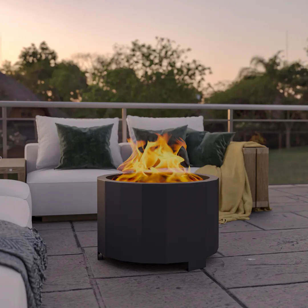 Flash Furniture BLN-HY-B-2201FP-03PC-BK-GG 27" Black Fire Pit Double‑Wall Steel, Smokeless, Portable