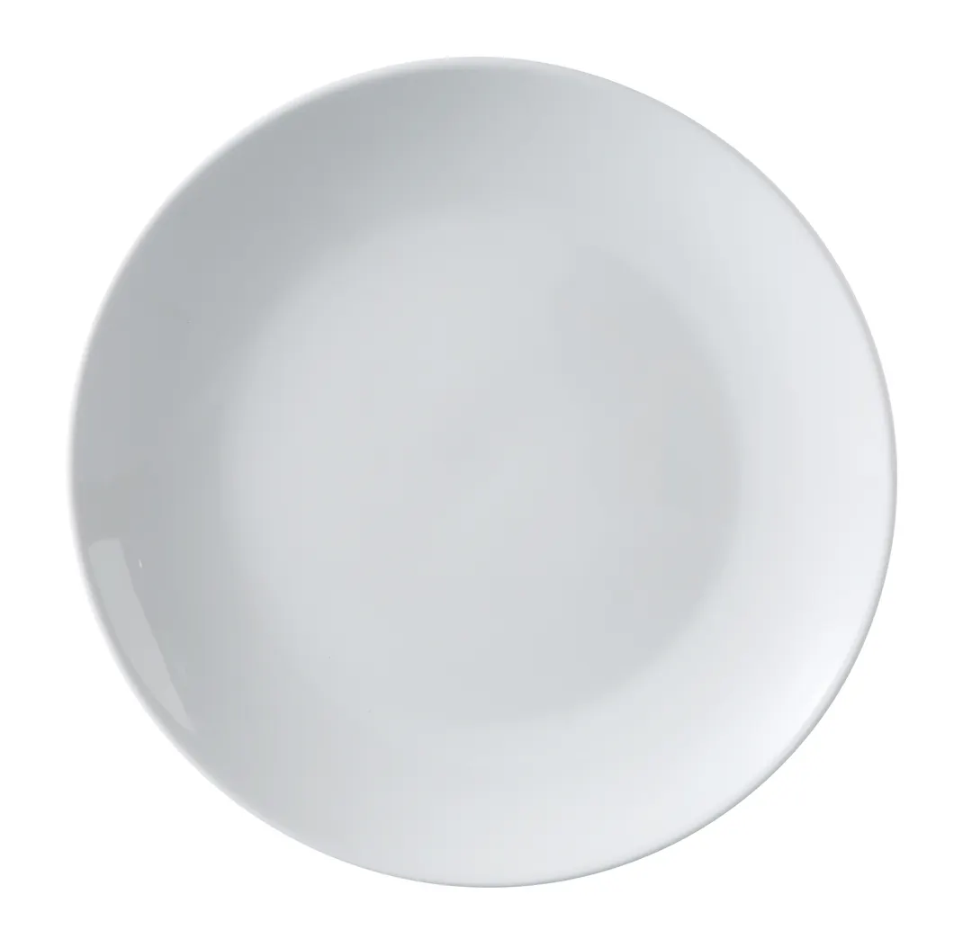Yanco AC-12-C 12" White Porcelain Round Plate with Rolled Edge Coupe Rim, Dishwasher Safe - Dozen