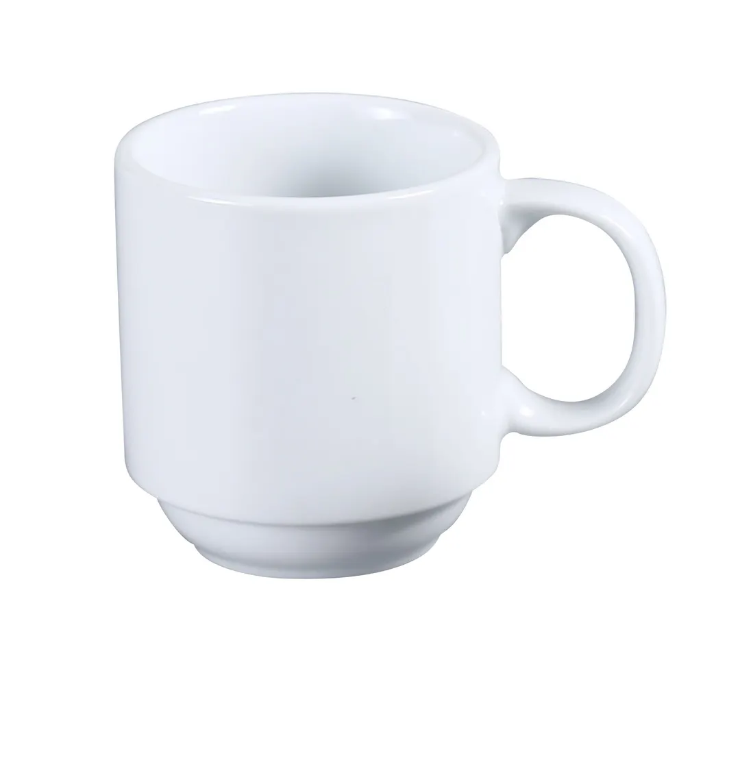 Yanco AC-12-P China Mug - 12 Oz Super White Porcelain, 3-1/2" Dia x 3-1/2" H, Stackable - Dozen