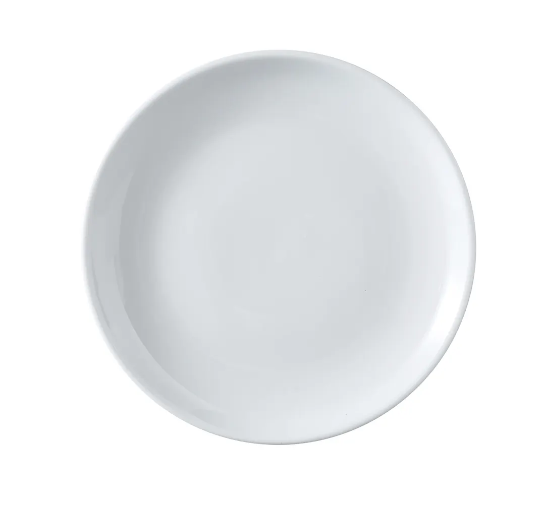 Yanco AC-14-C 14" Round Porcelain Plate, White Coupe Rim, Rolled Edge, Dishwasher Safe - Individual