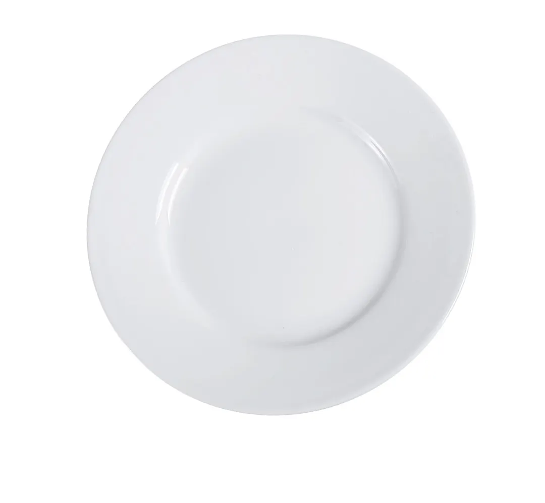 Yanco AC-22 China Plate, 8-1/4" White Porcelain, Rolled Edge, Wide Rim, Dishwasher Safe - Dozen