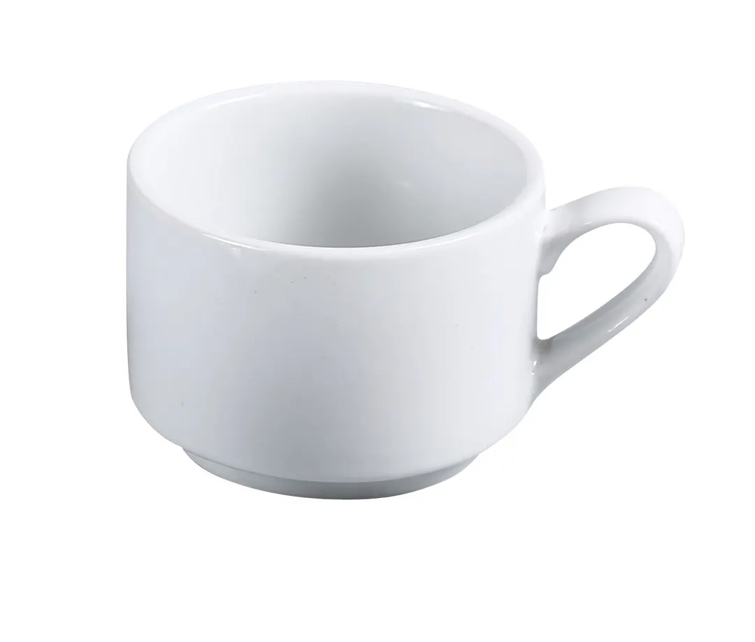 Yanco AC-23 Cup, 7 Oz (3-1/4" Dia. x 2-1/8" H) Porcelain White, Stackable, Microwave Safe - Dozen