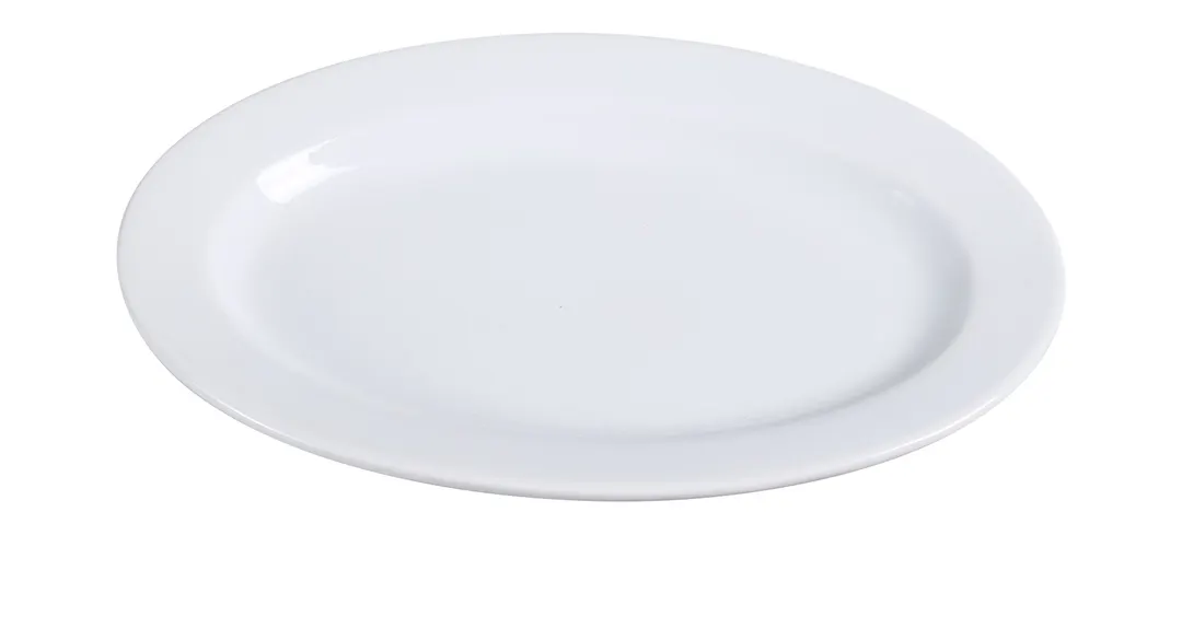 Yanco AC-34 - Oval Porcelain Platter 9-1/2" x 6-1/2", White, Rolled Edge, Microwave Safe - Dozen