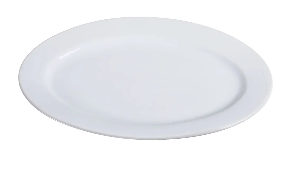 Yanco AC-41 - Oval Porcelain Platter 13-3/4" X 10" White Rolled Edge Dishwasher Safe - Dozen