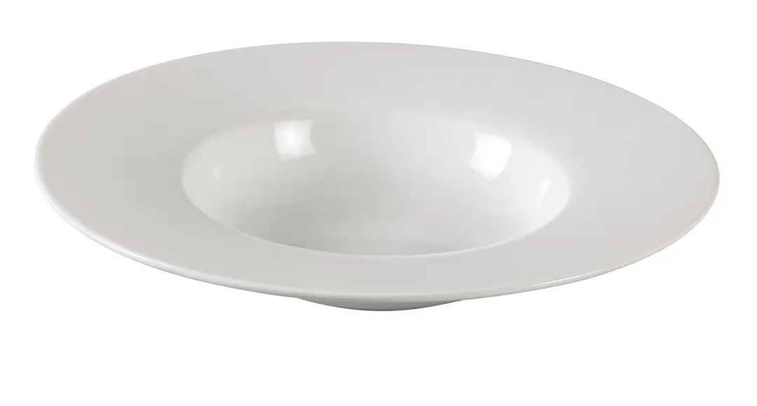 Yanco AC-613 22-Oz White Porcelain Bowl, 13-1/2" Dia, 2-1/2" Deep, Dishwasher Oven Microwave Safe