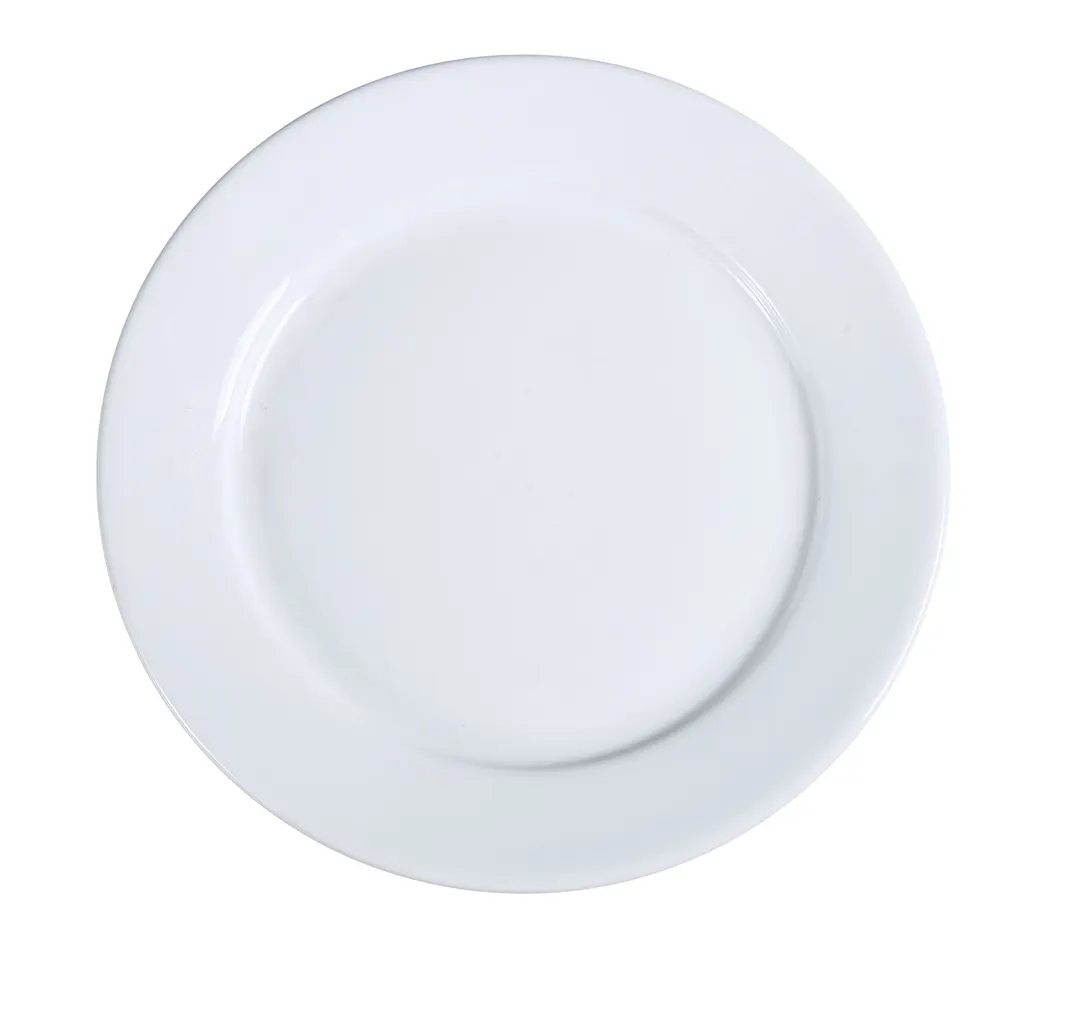 Yanco AC-8 9" Porcelain Round Plate Rolled Edge Wide Rim Dishwasher/Oven/Microwave Safe - Dozen