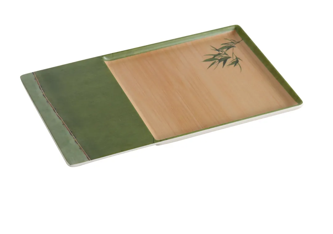 Yanco BA-2112 Bamboo Style Rectangular Plate, 12-1/2" Melamine, Dishwasher Safe - Dozen
