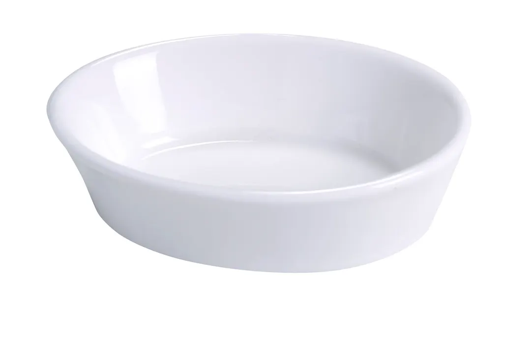 Yanco BK-005 Oval Porcelain Baking Dish, 7 oz, 5-1/2" L x 3-7/8" W x 1-1/2" H, Bone White - Dozen