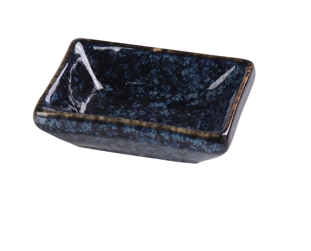 Yanco BL-4030 - Blue 1 Oz Sauce Dish, 3" x 2-1/4" x 3/4" Porcelain, Dishwasher & Oven Safe - Dozen