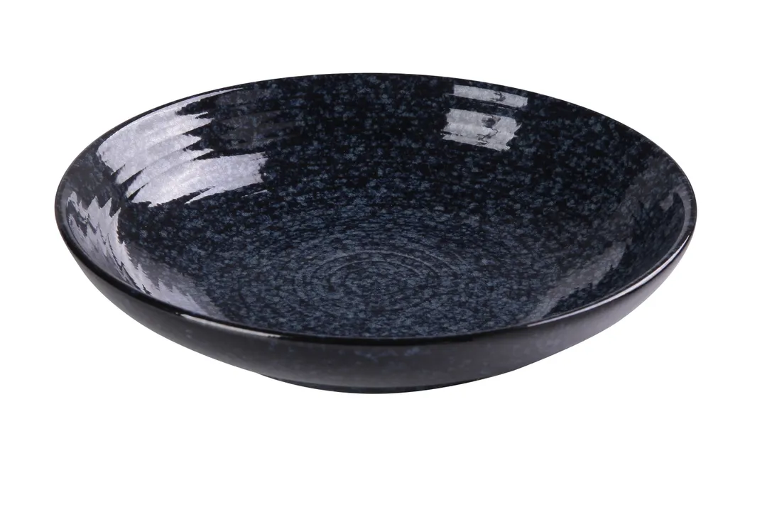 Yanco BL-608 - 20 oz Blue Porcelain Salad Bowl, 8‑1/8",5/8" Deep, Microwave/Dish Safe - Dozen