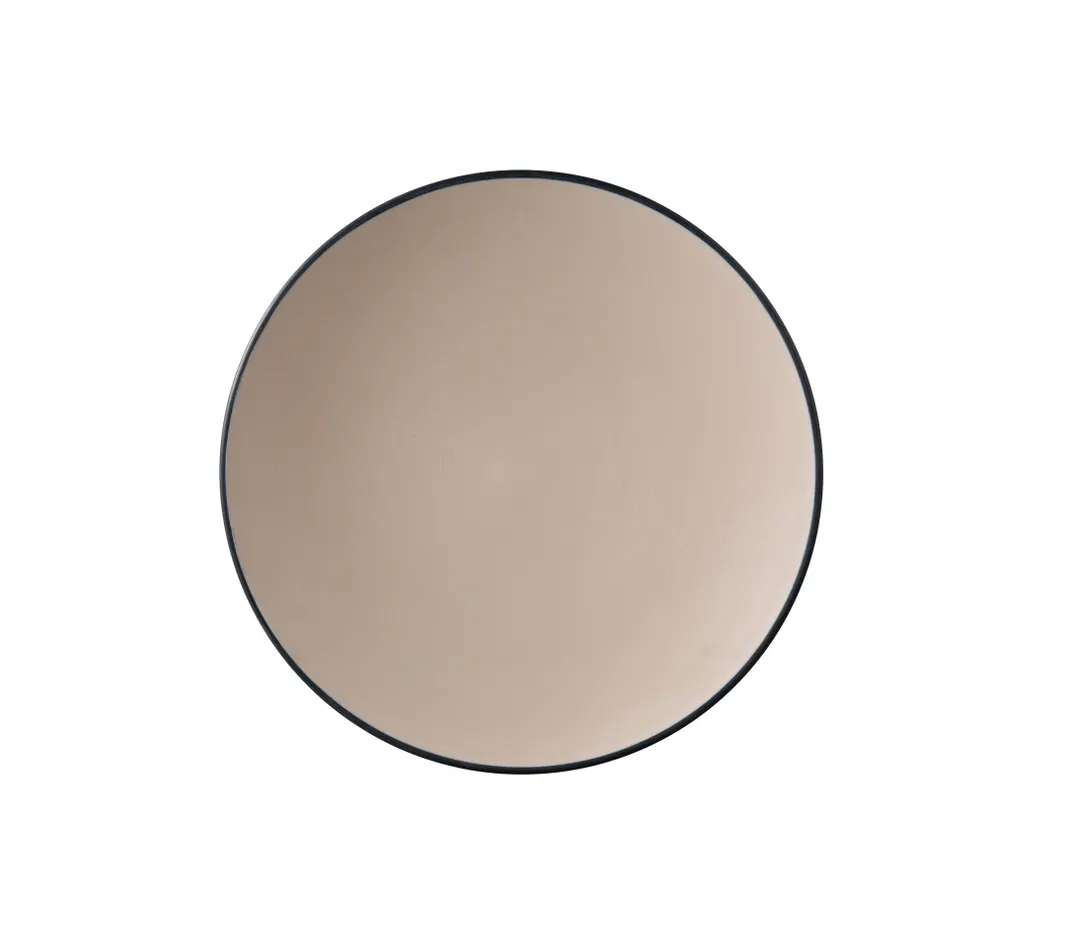 Yanco BM-109CL - 8.5" Dia x 1" H Round Plate, Clay/Black Melamine, Dishwasher Safe - Dozen