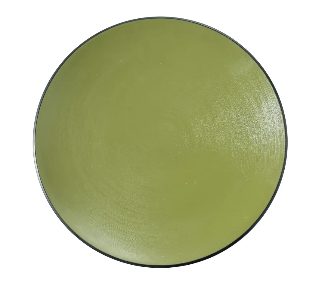 Yanco BM-109GR - Round Melamine Plate, 8.5" Diameter x 1" Depth, Gray & Birmingham Green, - Dozen