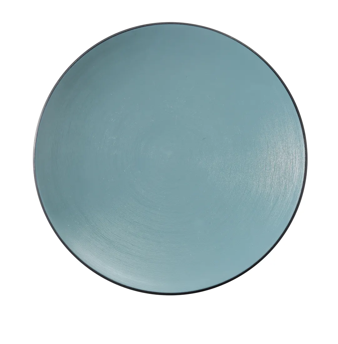 Yanco BM-109TL - Round Melamine Plate, 8.5" Diameter x 1" Gray & Teal Birmingham Color, Dozen