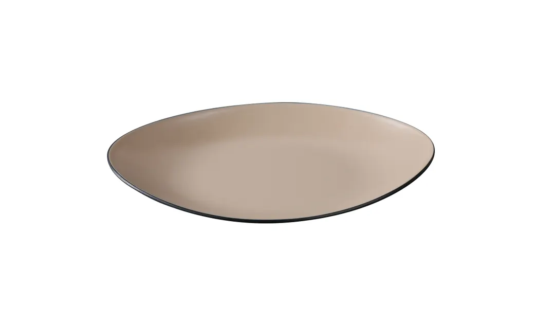 Yanco BM-209CL Deep Oval Plate, 9 5/8" W x 6" D x 1" H, Clay & Black Melamine - Dozen